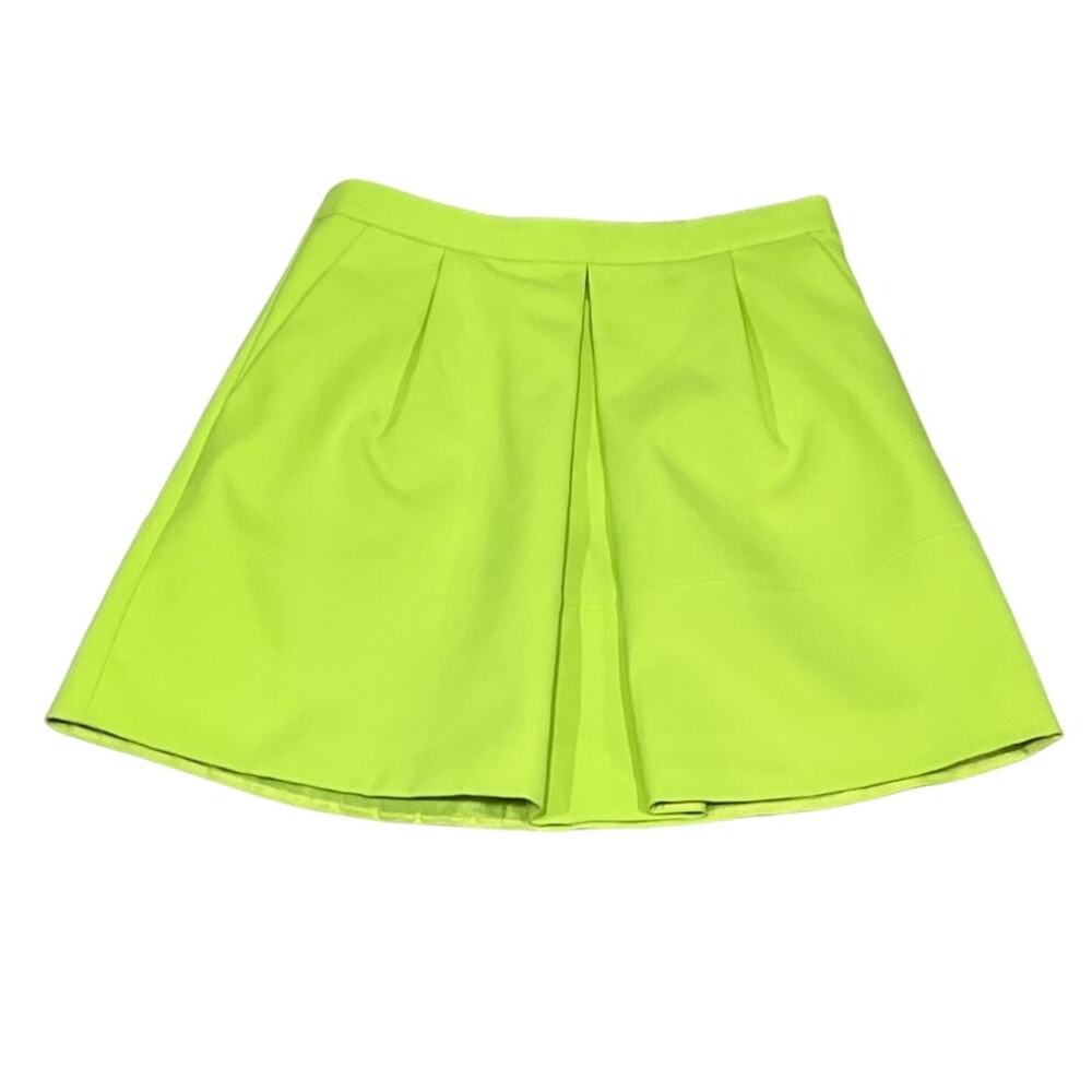 J.Crew Women's Lime Green Pleated Mini Skirt Size 4 Preppy KB201